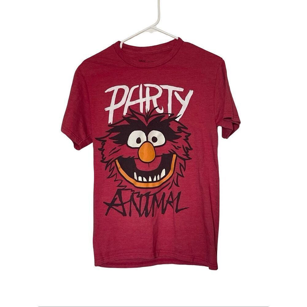 Disney Mens Red The Muppets Party Animal Graphic Short Sleeve T-Shirt Medium